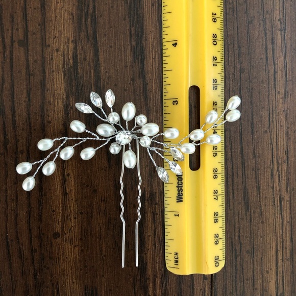 Wedding silver hairpins jewelry bride bridesmaid - Picture 3 of 4